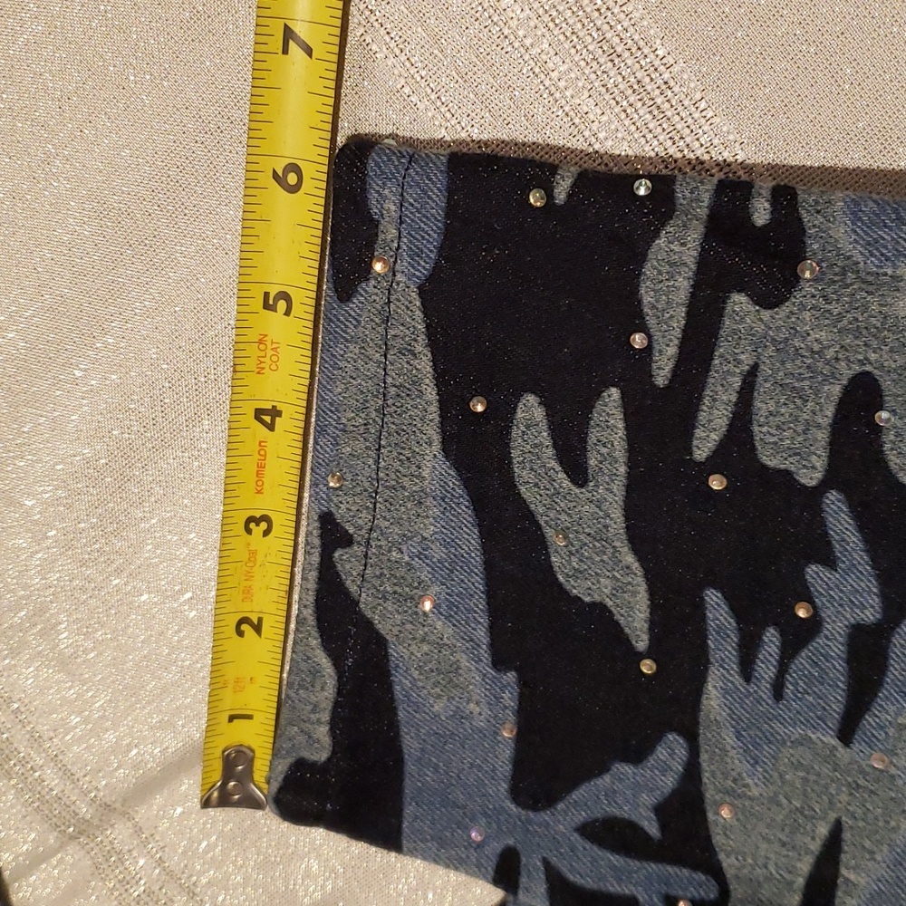 Topshop NEW Moto Mom Jeans High Waisted Jewel Studs Camo Diamante Denim Women's - Picture 14 of 17